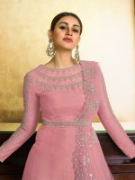 Pink Super Silk Cording Embroidered Designer Salwar Kameez